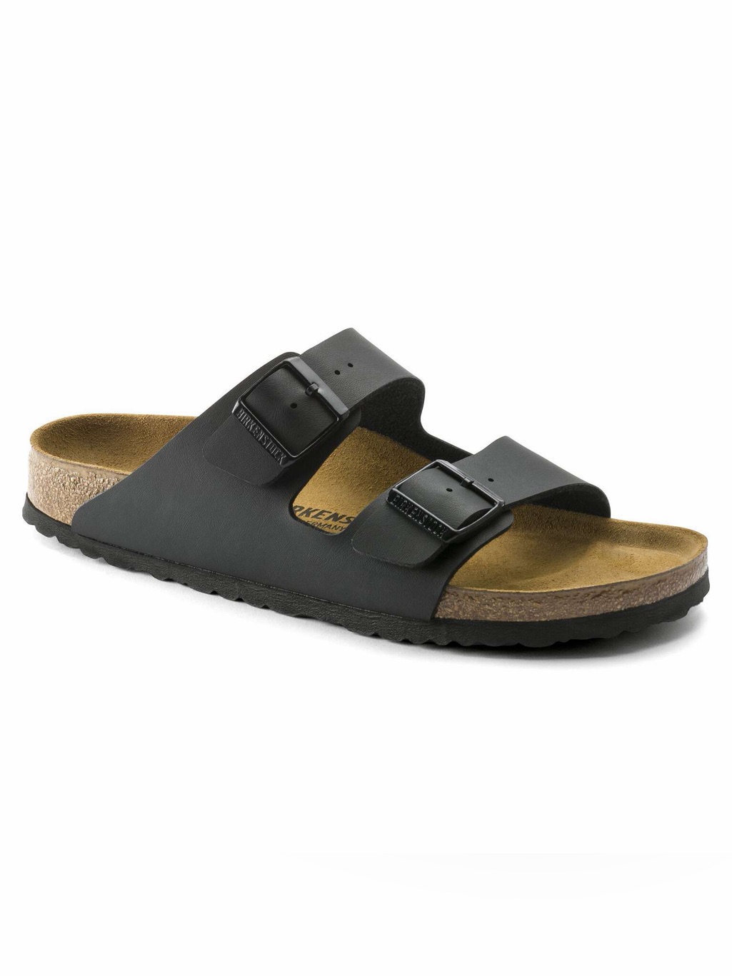 Birkenstock Men's Two-Strap Sandal In Black With Black Buckles